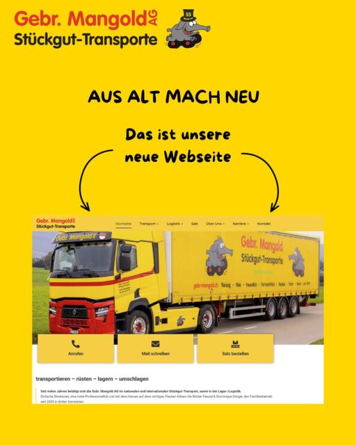 Flashback Friday 🥁 (oder eher Future-Friday? 👀)

Wir sind online! Unsere uralte Webseite wurde überarbeitet und ist endlich up to date. ✅ Unter www.gebr-mangold.ch könnt ihr euch das Ergebnis anschauen. 💻

Merci an AWeb Informatik Olten & @finja.basan 🙌🏼

#flashbackfriday#futurefriday#gebrmangoldag#checkitout