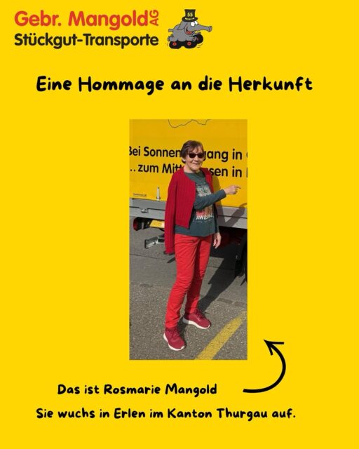 Flashback-Friday 🥁

Unser heutiger Flashback-Friday führt uns zurück ins Jahr 1944 in den Kanton Thurgau. 🍎 Unsere Firmengründerin Rosmarie Mangold wächst in Erlen, TG auf. 

Die Blache vom neuen FZ 39 soll eine Hommage an diese Herkunft sein. 🚚 

#flashbackfriday#gebrmangoldag#omimangold#erlen#thurgau